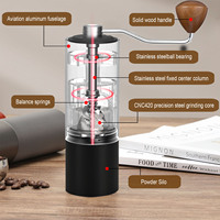 Moulin à café manuel sans effort avec bras oscillant long et meule conique en acier CNC 420 pour le café en grains entiers