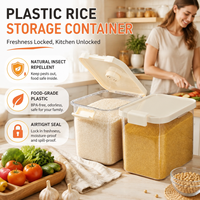 Contenedor de Almacenamiento de Arroz de Plástico Silencioso de Grado Alimenticio, Rectangular, Sellado, a Prueba de Insectos y Humedad, para Uso Doméstico