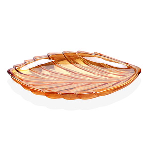 Assiette <span class=keywords><strong>en</strong></span> forme de feuille créative, plateau cadeau <span class=keywords><strong>en</strong></span> <span class=keywords><strong>verre</strong></span> ambré trempé, résistant à la chaleur, pour dessert, gâteau, steak, <span class=keywords><strong>plat</strong></span> rond <span class=keywords><strong>plat</strong></span> - Product Image 4