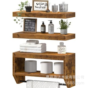 Wooden bathroom <b>wall</b>-mounted toilet paper storage <b>floating</b> wooden <b>shelf</b> for home cabinet storage - Product Image 1