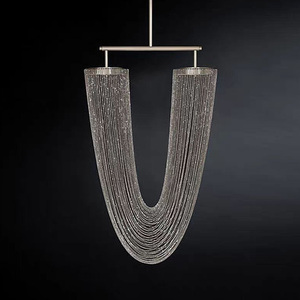 <span class=keywords><strong>Lustre</strong></span> moderne de luxe avec chaîne dorée et pampilles, luminaire suspendu LED en forme de U pour hôtel, villa, escalier, bar, hall - Product Image 3