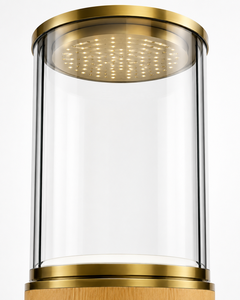 Diseño de Joyería de Lujo, Vitrina Cilíndrica de Vidrio Personalizada, Solución Interior Llave en Mano en Acero Inoxidable Negro y Dorado - Product Image 6