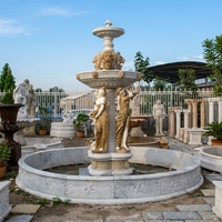 Fontaines d'eau en marbre blanc de luxe en gros, grandes statues de jardin et d'hôtel, sculptures d'animaux en pierre de sable