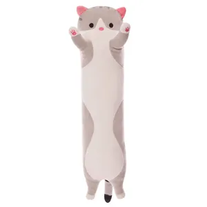 50cm लंबी बिल्ली आलीशान तकिया नरम बिल्ली का बच्चा भरवां पशु प्यारा सो खिलौना बच्चों के लिए विशाल बिल्ली तकिया