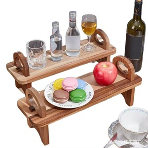 Présentoir à desserts en bois massif pour l'exportation, plateau de service pour fêtes, support de rangement de cuisine en bois massif - Product Image 1