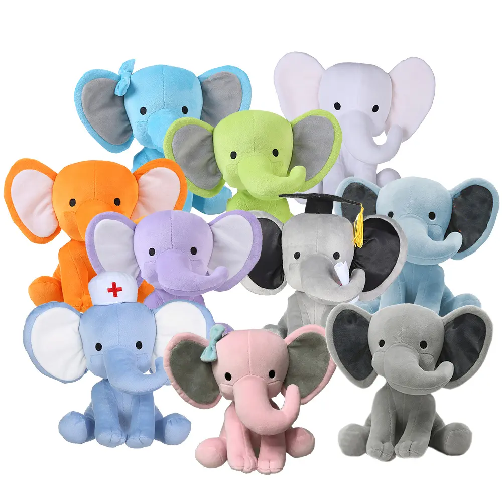 Top sales cheap stuffed elephant kids plush toys customized colors different designs christmas plush elephant toy wholesale