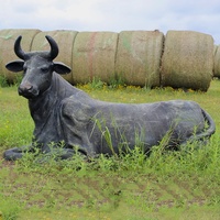 Statue de taureau en bronze grandeur nature pour l'aménagement paysager extérieur, sculpture animale