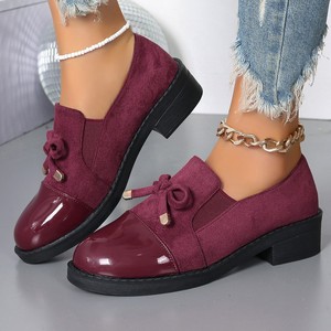 2025 estilo británico Slip-on Low Tobillo Flats <span class=keywords><strong>Mujer</strong></span> Otoño Talla grande Lazos <span class=keywords><strong>Mocasines</strong></span> de tacón grueso 43 - Product Image 1