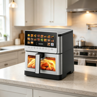 Four à Friture à Air Chaud Intelligent 8L 2100W avec Écran Tactile Couleur Grand Format, Fenêtre Entièrement en Verre, Fonction Déshydratation, Friteuse à Air Chaud Numérique OEM