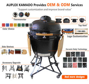 Parrilla Kamado Auplex de 24 Pulgadas, Ahumador de Hierro y Cerámica, Barbacoa Portátil para Cocina al Aire Libre con Caja de Madera - Product Image 4