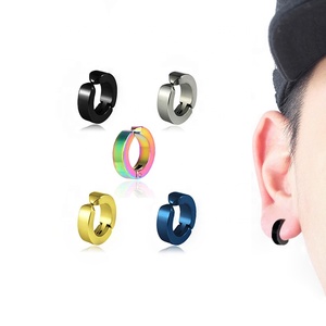 Stainless Steel Fake <b>Earrings</b> Ear Clips Circle Ear <b>Cuff</b> Non Piercing Hoop <b>Earring</b> Clip on <b>Earring</b> for Man - Product Image 1