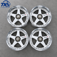 عجلات سبائك مصنوعة من قطعتين بأسلوب JDM الكلاسيكي مقاس 17 و18 و19 و20 بوصة 5x112 5x114.3 من المصنع بخمسة أذرع بيضاء لسيارات الأداء اليابانية