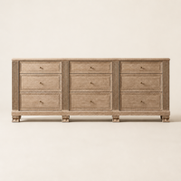 Commode à 9 tiroirs en bois massif artisanal, style moderne et luxueux, avec quincaillerie métallique, pour salon et chambre, décoration haut de gamme pour villa