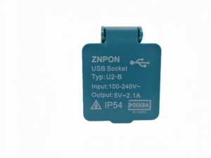 Prise USB ZNPON 2 voies TYPE C avec couvercle étanche, 2.1A/100-240V ~, U2-B IP54 - Product Image 2