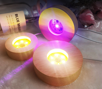 Lampe en bois 3D à LED Couleur RVB Base de veilleuse Télécommande USB Base de lampe en bois décorative de bureau