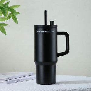 Travel Office Mug 24oz Stainless Steel Vacuum Tumbler with Portable Handle <b>Reusable</b> <b>Straw</b> and Lid - Product Image 5