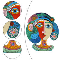 Plaque murale en résine encadrée, style bohème abstrait et géométrique, peinte à la main, Art déco, artisanat, décoration murale pour la maison