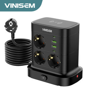 Vinisem EU แถบพลังงานชาร์จไร้สายสีดำ, ช่องเสียบ USB 2ช่อง7AC 2Type-C หลายช่องป้องกันการโอเวอร์โหลดอุตสาหกรรม - Product Image 1