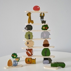 Jeu d'empilage d'animaux de la forêt en bois, jouet éducatif pour enfants, vente en gros - Product Image 2