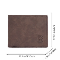 Portefeuille multifonctionnel fin en cuir PU pour homme, motif lettre, fermeture ouverte, collection 2026, Zhejiang