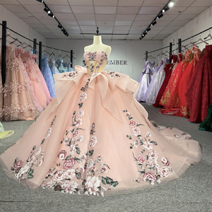 Robe de bal de luxe rose poudré 1550 2026 avec broderie florale 3D, appliques en cristal, perles et dentelle, robe de soirée naturelle pour Quinceañera - Product Image 2