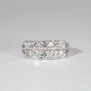 Anillo de Compromiso Elegante Inspirado en el Art Deco, Diamante Cultivado en Laboratorio de 1.23 Ct, Corte Redondo, Oro Sólido de 14K, Anillo de Bodas de Doble Aro, Joyería Única - Product Image 1