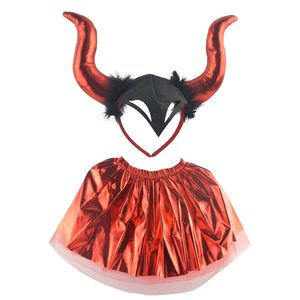 Children's Performance <strong>Costume</strong> <strong>Devil</strong> Horn <strong>Costume</strong> <strong>Red</strong> <strong>Devil</strong> Horn Hairband Mesh Dress <strong>Halloween</strong> Cosplay <strong>Costume</strong> - Product Image 3