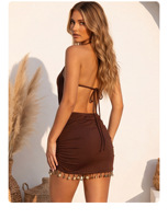 Jupe midi asymétrique perlée dos nu, froncée sur le côté, avec ourlet à bordure décorative, coupe ajustée, pour femme, style vintage, idéale pour le printemps, la plage, les soirées club et les sorties nocturnes