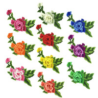 En gros Personnalisé Multicolore Dentelle Broderie Guipure Patch Pivoine 3D Soluble Dans L'eau Dentelle Brodé Corsage Applique pour DIY CA02