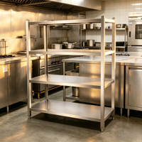 Étagère de rangement robuste en acier inoxydable épaissi à 4 niveaux, étagère commerciale de qualité supérieure pour la cuisine, vente en gros