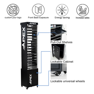 APEX <strong>Smoke</strong> Shop Display LED Light Adjustable Shelves Convenience Store Cigarette Display With Acrylic Doors Storage Drawer - Product Image 2