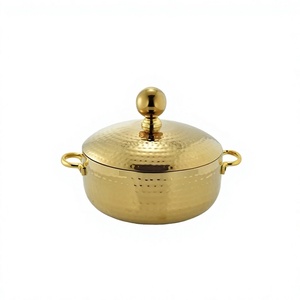 หม้อสแตนเลสแบบตอกลายสีทองคุณภาพเยี่ยมสำหรับเสิร์ฟอาหารร้อน - Product Image 1
