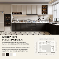 Kabinet Dinding Dapur Tahan Air dari Kayu Solid Ramah Lingkungan Modern Desain Satu Ruang