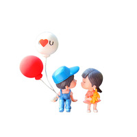 Accessoires de décoration de voiture pour couple, mignonnes figurines de dessin animé, petites statues romantiques, décorations de Noël