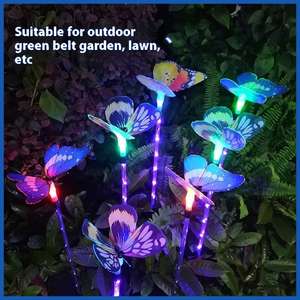 Güneş enerjili kelebek ışığı Paslanmaz Çelik Fiber Optik LED Işık kelebek Çim Işığı Peyzaj Işığı - Product Image 4