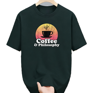 T-shirt streetwear décontracté à manches courtes en coton surdimensionné Coffee and Philosophy - Product Image 1