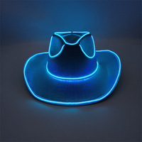 Sombrero de Vaquero/Vaquera de Plástico con Luces LED de Neón Personalizadas con Logotipo, Lentejuelas, Luces Intermitentes, Recuerdos para Fiestas, Bodas, Festividades
