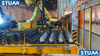 Ligne de soudage automatisée à tambour et à barre de râpe avec robots FANUC et AMR