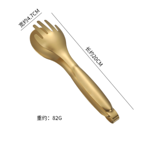 DFT1111 Cuchara y Pinza de Acero Inoxidable Dorado, Negro y Rojo Rosa, Combinación de Pinza para Espaguetis y Pinza para Pan y Fideos - Product Image 1