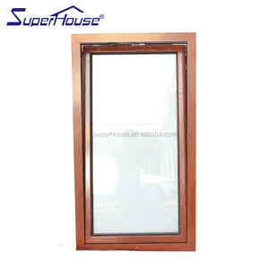 Superhouse Hurricane Approved Aluminium Tilt Turn Window With Wooden Grain For Villa