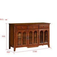 Bois brun Verre Porte Buffet Buffet Chine Armoire De Stockage Serveur Curio D'affichage