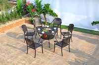 Mobilier d'extérieur en fonte d'aluminium Table et chaise de camping en cercle Ensemble de jardin Restaurant Patio Métal Café Table à manger avec chaise