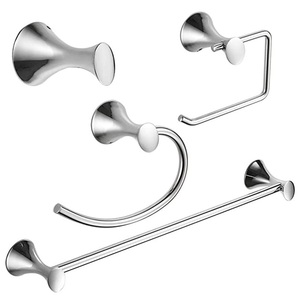 Ensemble d'accessoires de salle de bain à fixer au mur, comprenant une barre porte-serviettes simple, un anneau porte-serviettes, un porte-papier toilette - Chrome poli - Product Image 1