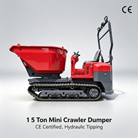 Mini-dumper sur chenilles 1,5 tonne à vendre, camion benne hydraulique à basculement, certifié CE EPA, idéal pour les chantiers de construction étroits