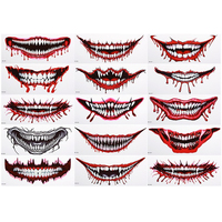Tatouages temporaires réalistes pour Halloween, grande bouche effrayante, faux tatouages imperméables, accessoires de costume d'horreur
