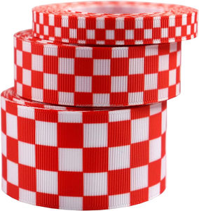 Nastro Grosgrain a Scacchi Rosso e Bianco Personalizzato OKAY Factory, 10mm 22mm 25mm 38mm, Termotrasferibile, Monofacciale, per Gare - Product Image 4