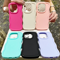 Coque de téléphone en TPU souple à bords ondulés, antichoc, pour iPhone 16 Plus 15 14 13 12 11 Pro Max, design macaron rose clair lilas