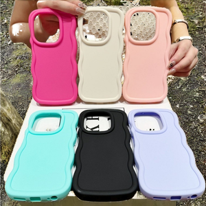 Cover per Telefono in TPU con Bordo Morbido Ondulato Antiurto per <span class=keywords><strong>iPhone</strong></span> 16 Plus 15 14 13 <span class=keywords><strong>12</strong></span> 11 Pro Max in Design Macaron Lilla <span class=keywords><strong>Rosa</strong></span> Chiaro - Product Image 2