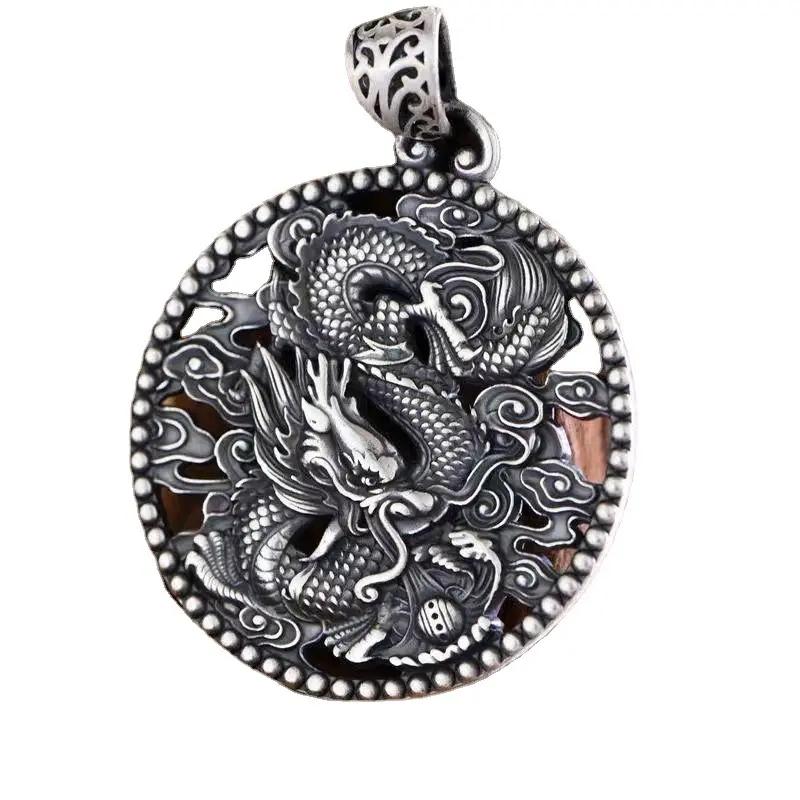 Evil Spirits Copper Dragon Necklace Mens Female Lucky Large Vintage Raptors Cool Animal Dragon Pendant With Sweater Chain