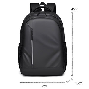 Custom Izable <b>Black</b> Laptop <b>Backpack</b> Usb Feature Waterproof Anti-theft <b>Leather</b> Like Business Style Men Tra - Product Image 2